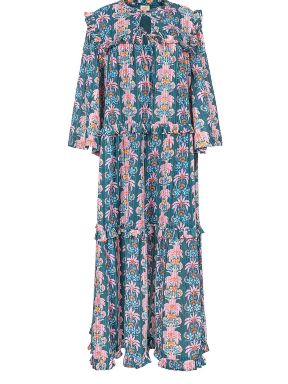 Sunshine Tienda Palm Royale Paradise Maxi Dress XL NWOT Cotton Lurex - Picture 2 of 16